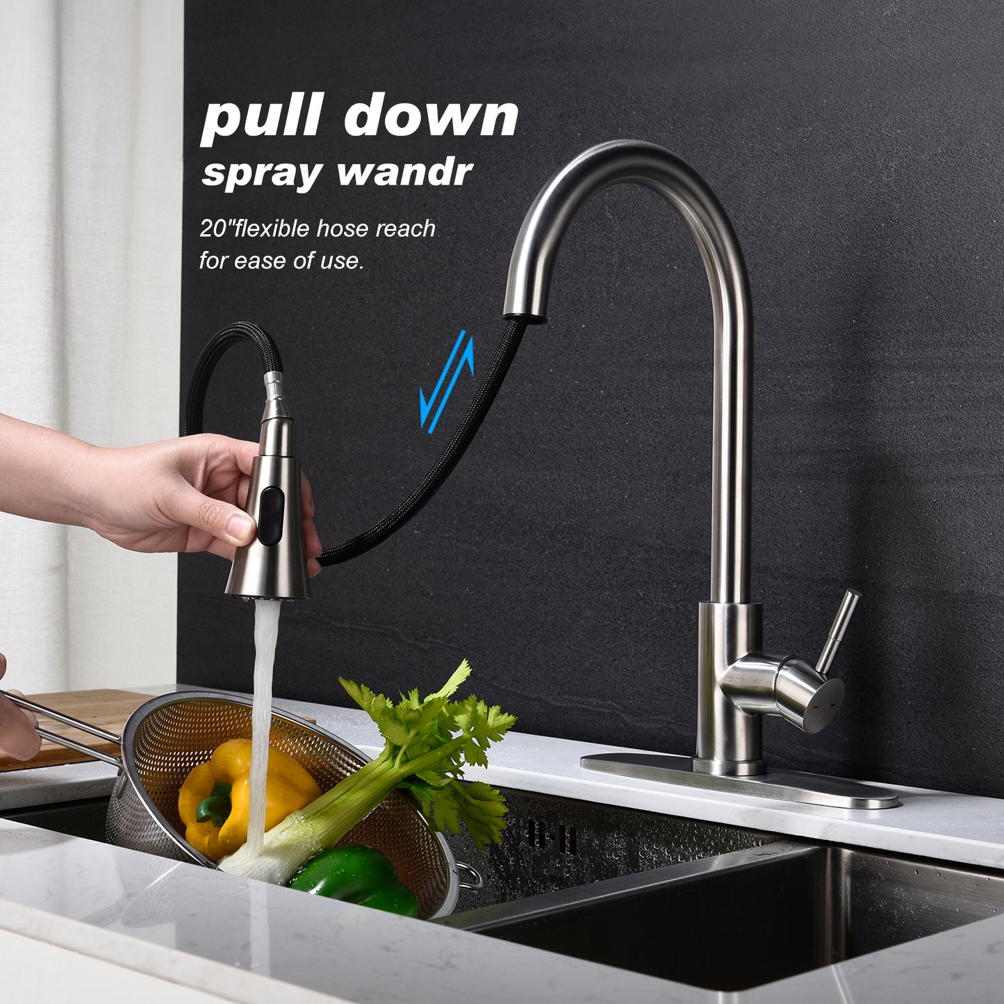 Kitchen Faucet with Pull-Out Spray - Brushed Nickel