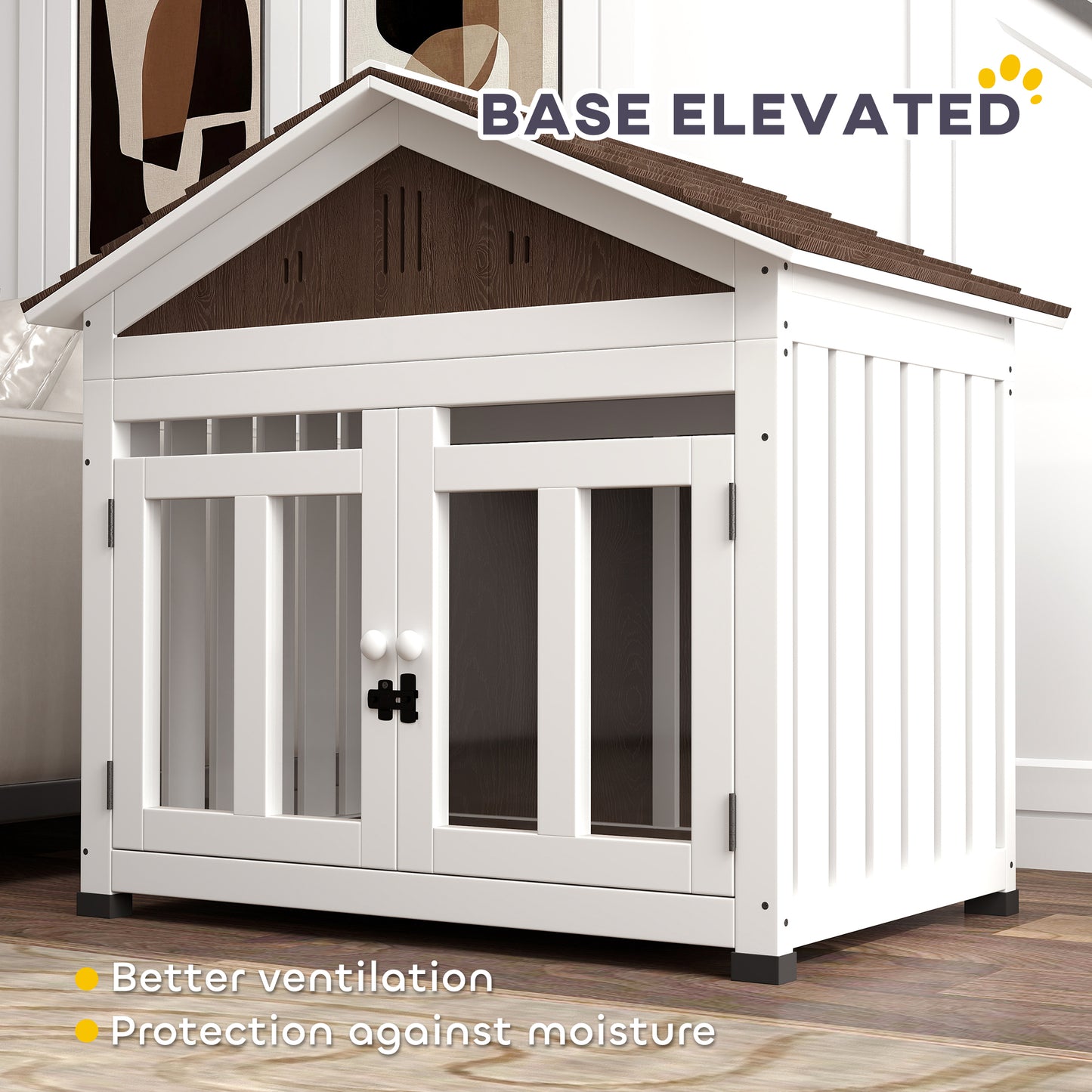Wooden Dog House Outdoor Indoor for Small to Large Dogs with Air Vents & Removable Floor