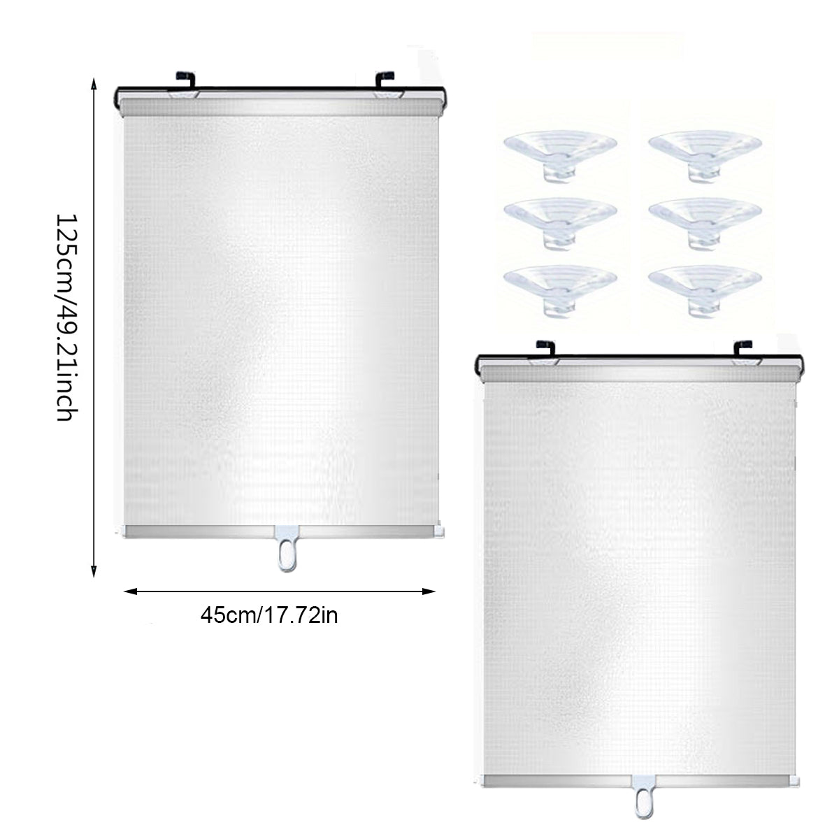 Retractable Blackout Roller Blinds - 2 Pack with Suction Cups