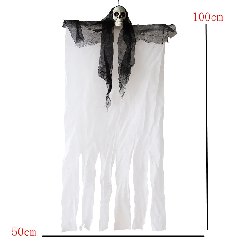 Halloween Hanging Ghost Scene Decorations Set - White & Black Spooky Props