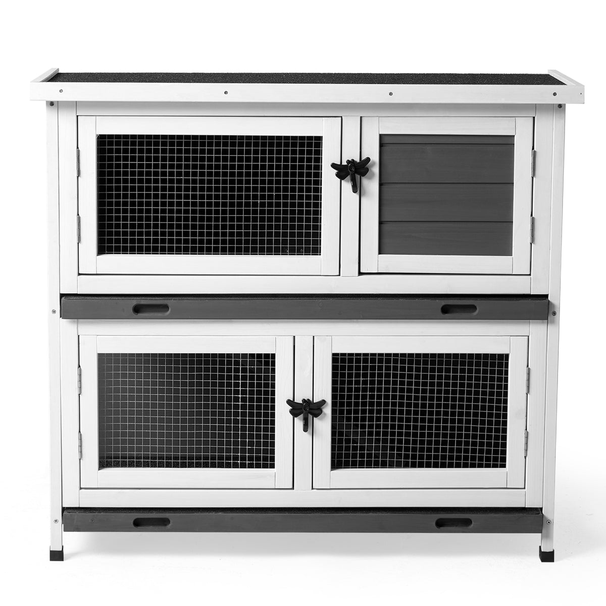 2-Story Pet Cage with Pull-Out Trays for Small Animals - Grey Cedar