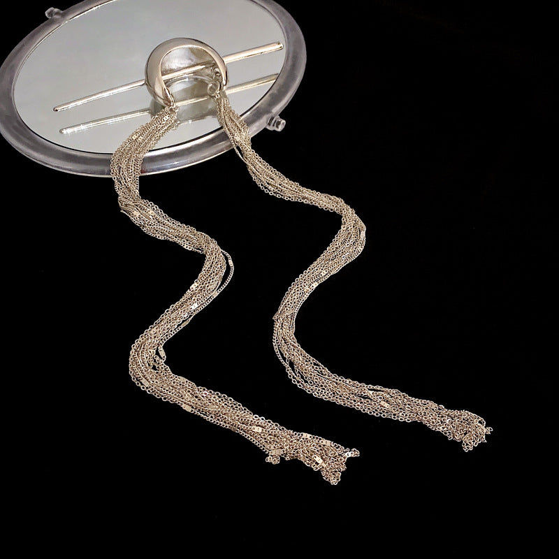 Silver Moon Tassel Hairpin