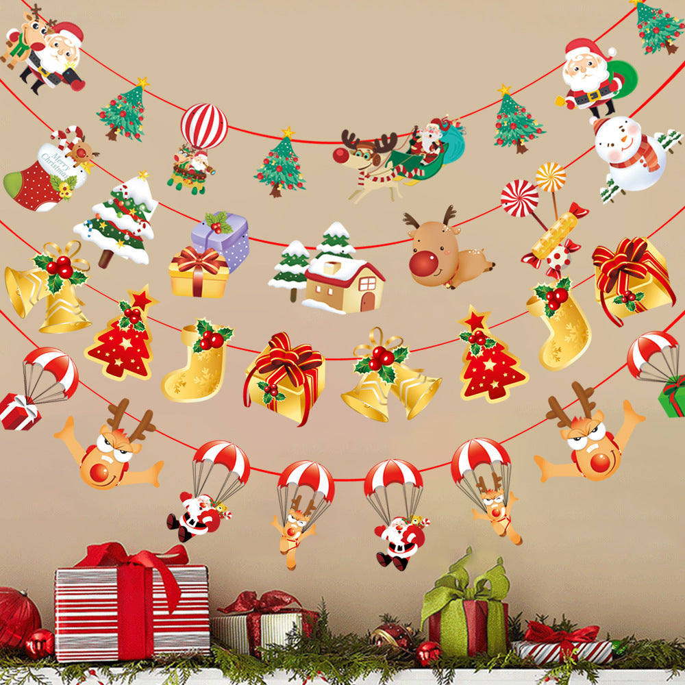 Christmas Scene Paper Flags - Holiday Decorations for Home & Garden