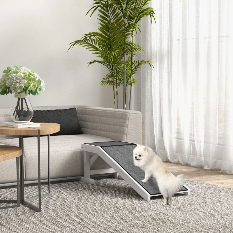 Pet Ramp for Dogs & Cats with Non-Slip Carpet - White, Heavy Duty Wooden Pet Step