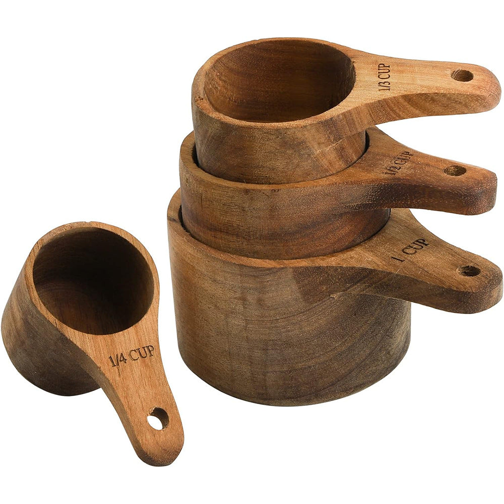 4-Piece Coffee & Baking Measuring Spoon Set - Acacia Wood