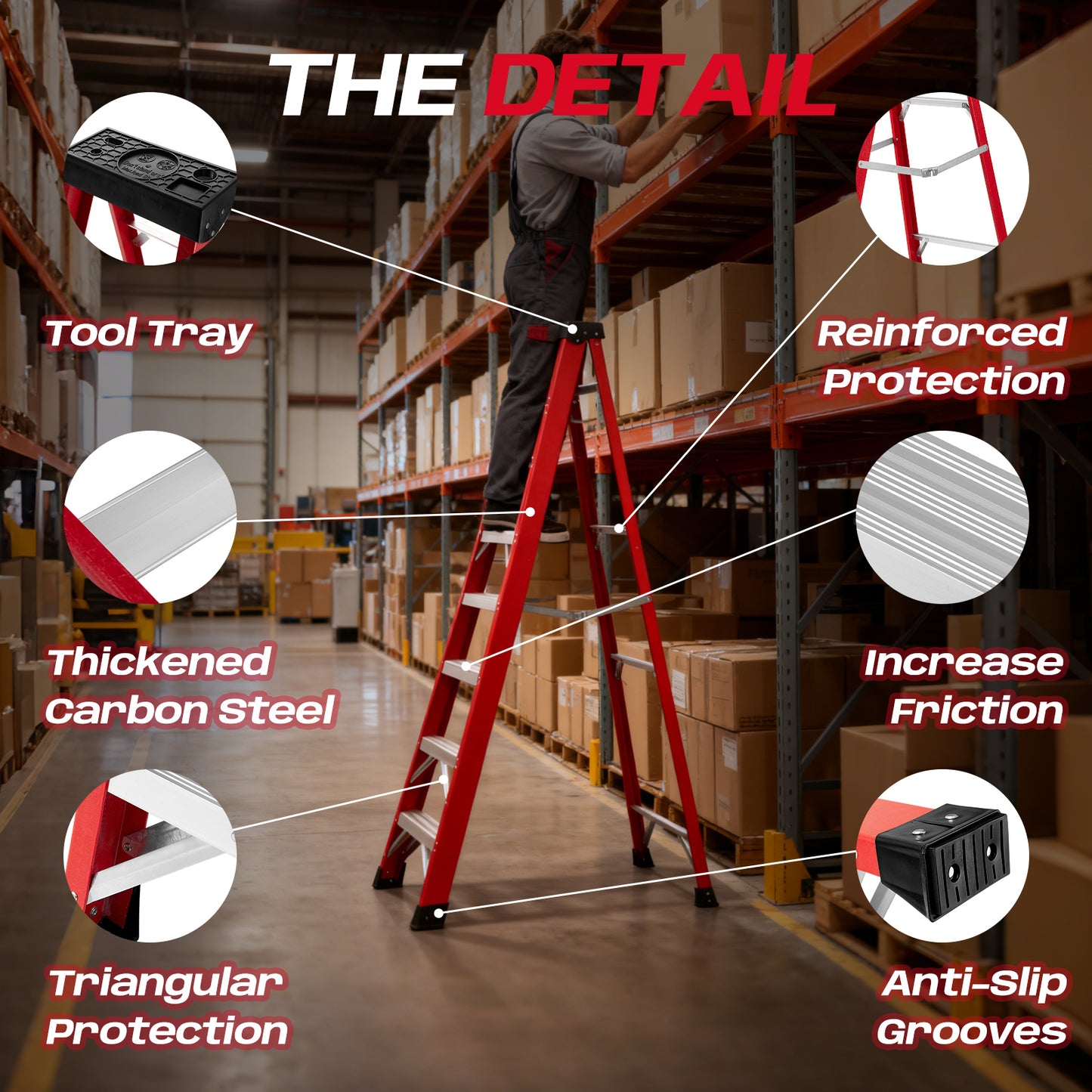 Fiberglass Ladder, 330 Lb Load Capacity