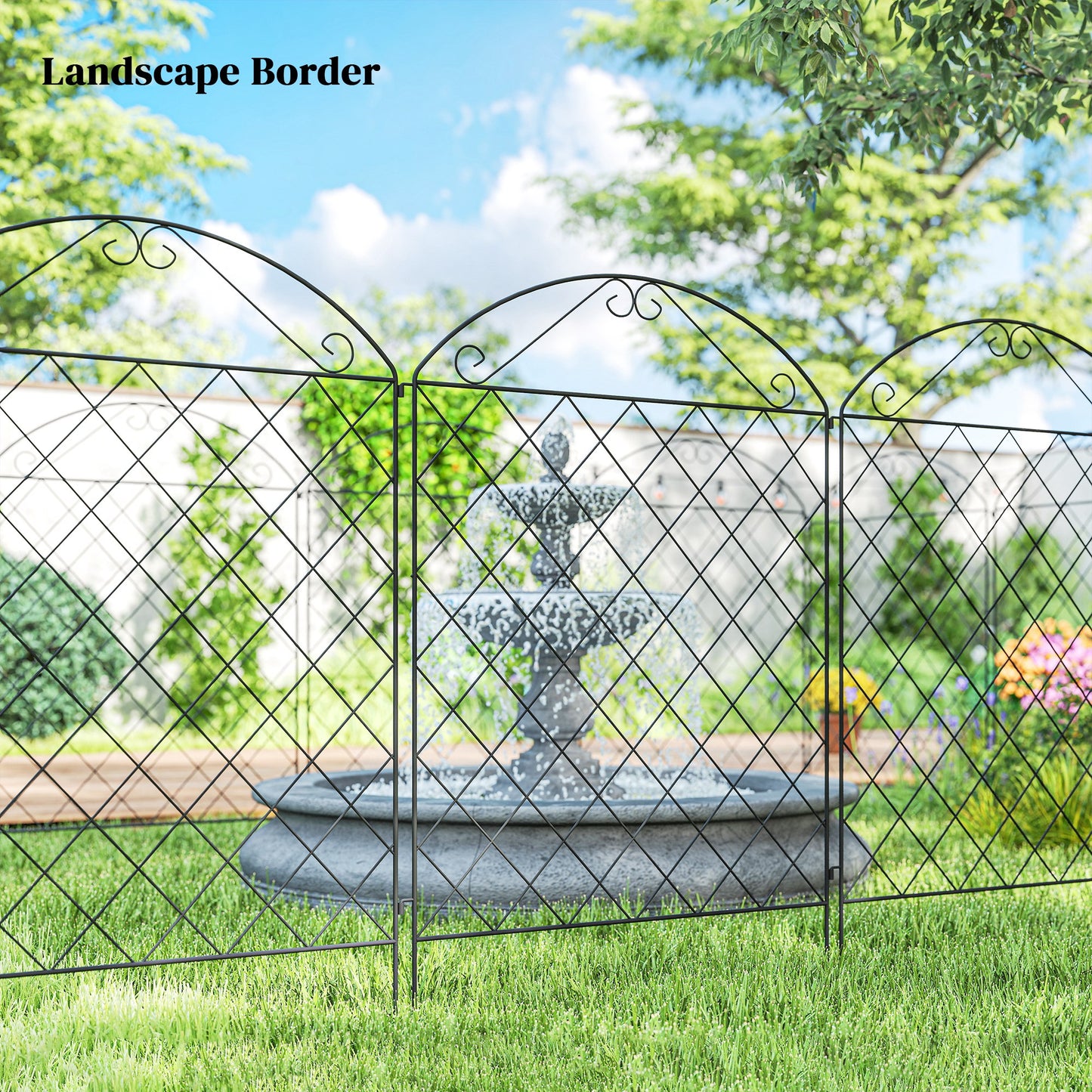 4 Pack Steel Garden Fence Panels - Rust-Resistant Black Edging
