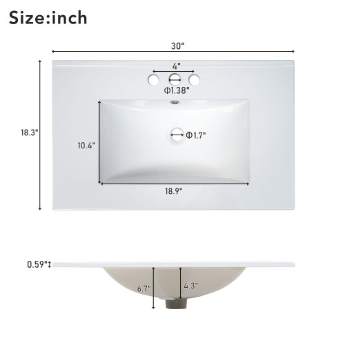 30" Bathroom Vanity Set with Sink Combo and Soft Closing Door