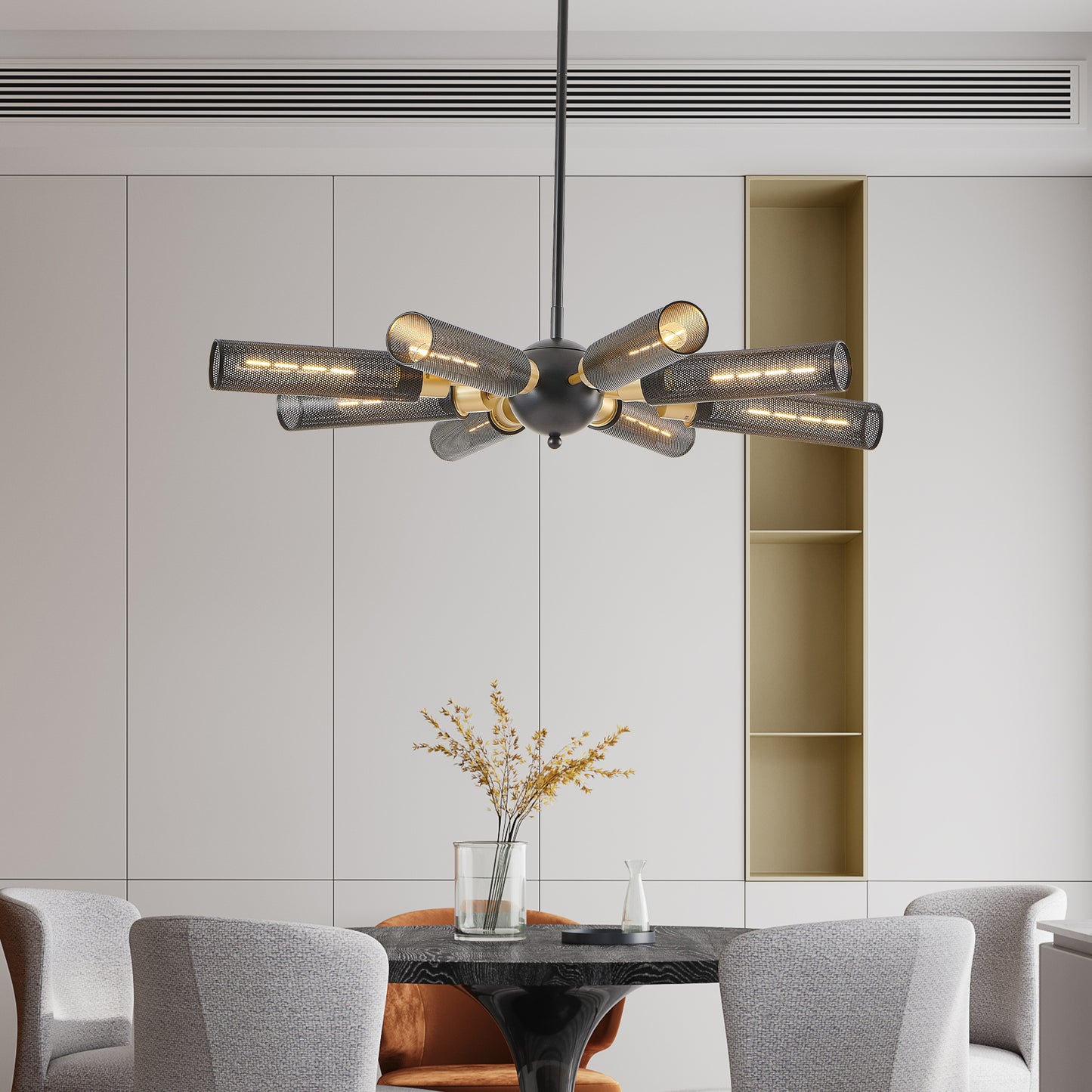 Modern Industrial Sputnik Chandelier - 8-Light Pendant Light