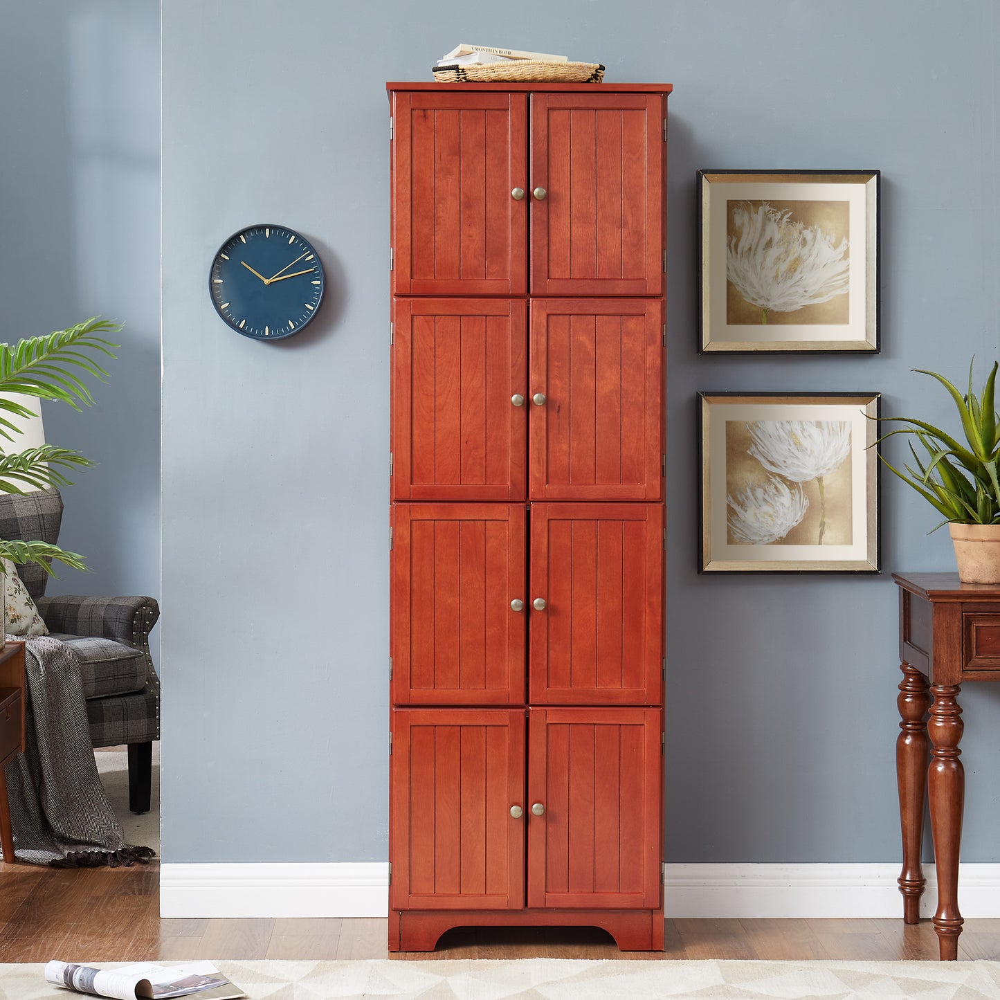 72.4 Tall Storage Cabinet With 8 Doors And 4 Shelves ,Bookshelf