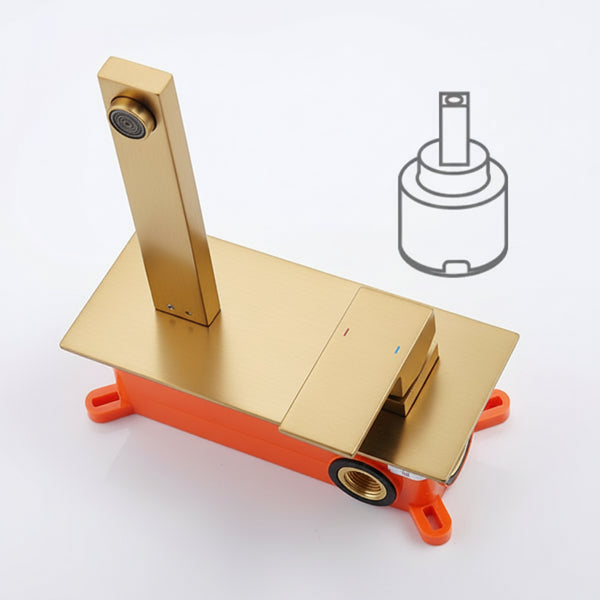 Wall Mount Bathroom Sink Faucet - Brushed Gold, 2 Holes