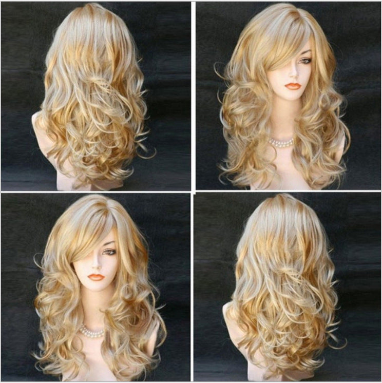 European & American Style Women's Synthetic Wig - 62cm, Yellow