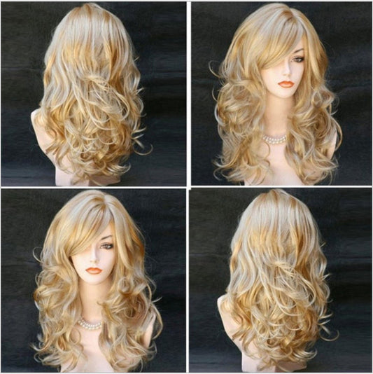 European & American Style Women's Synthetic Wig - 62cm, Yellow