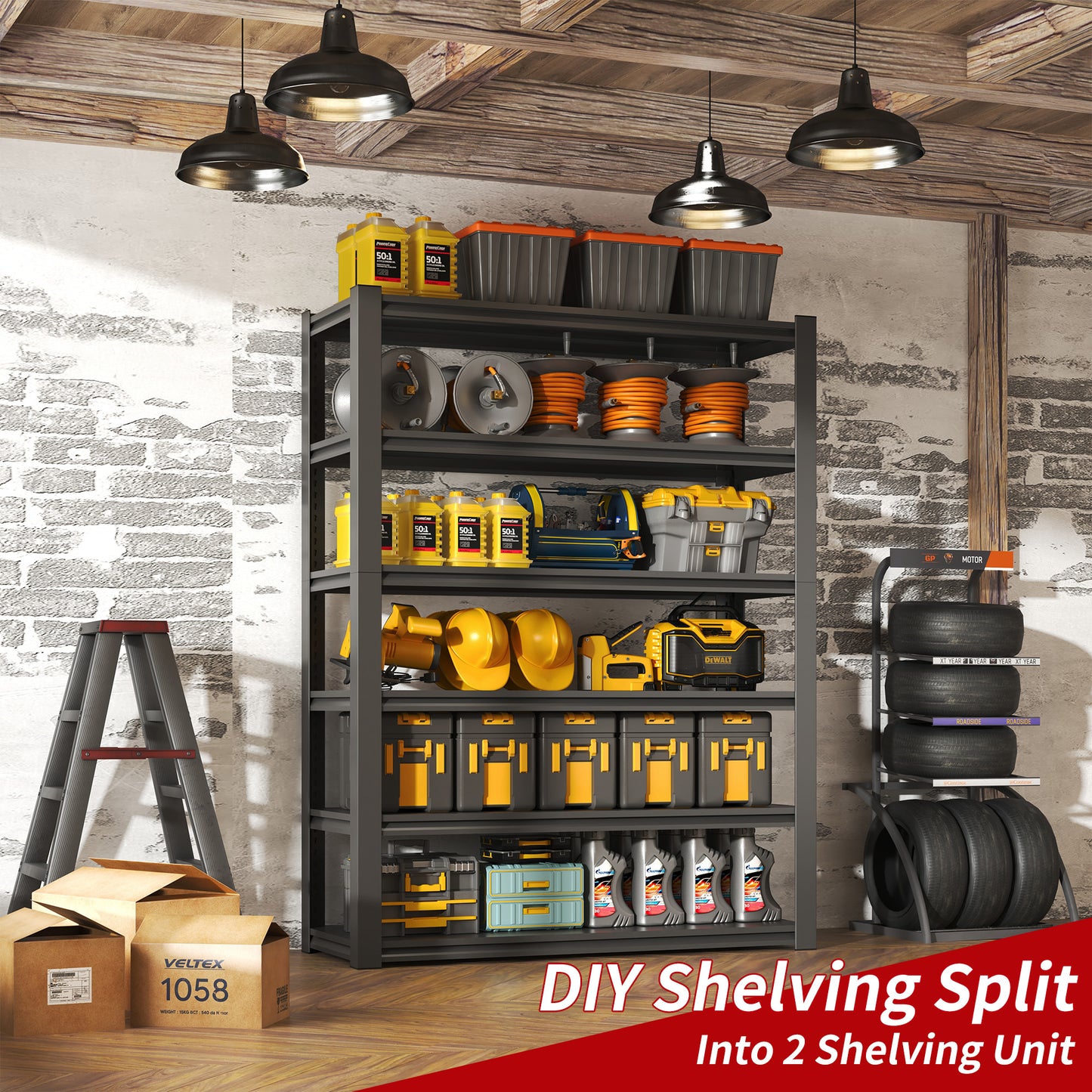 82 H 6 Tier Metal Shelves For Storage Garage Shelving 2400LBS Heavy