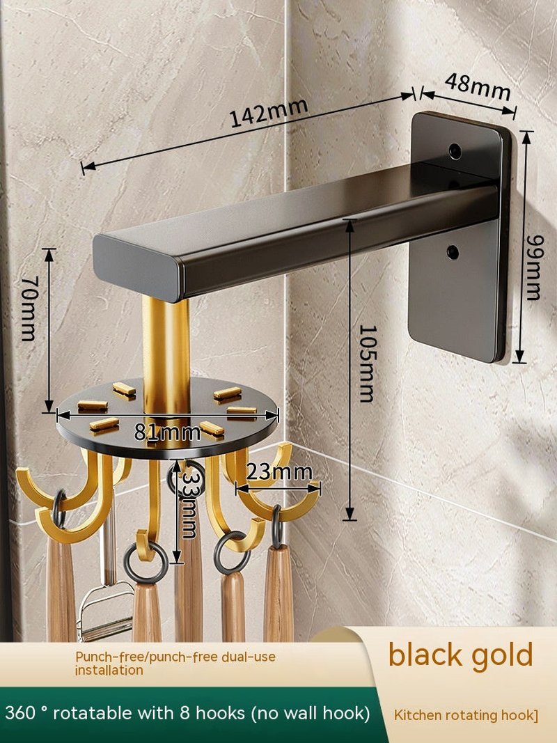 Wall-Mounted Swivel Hook with Multiple Rows Aluminum Frame for Home Storage