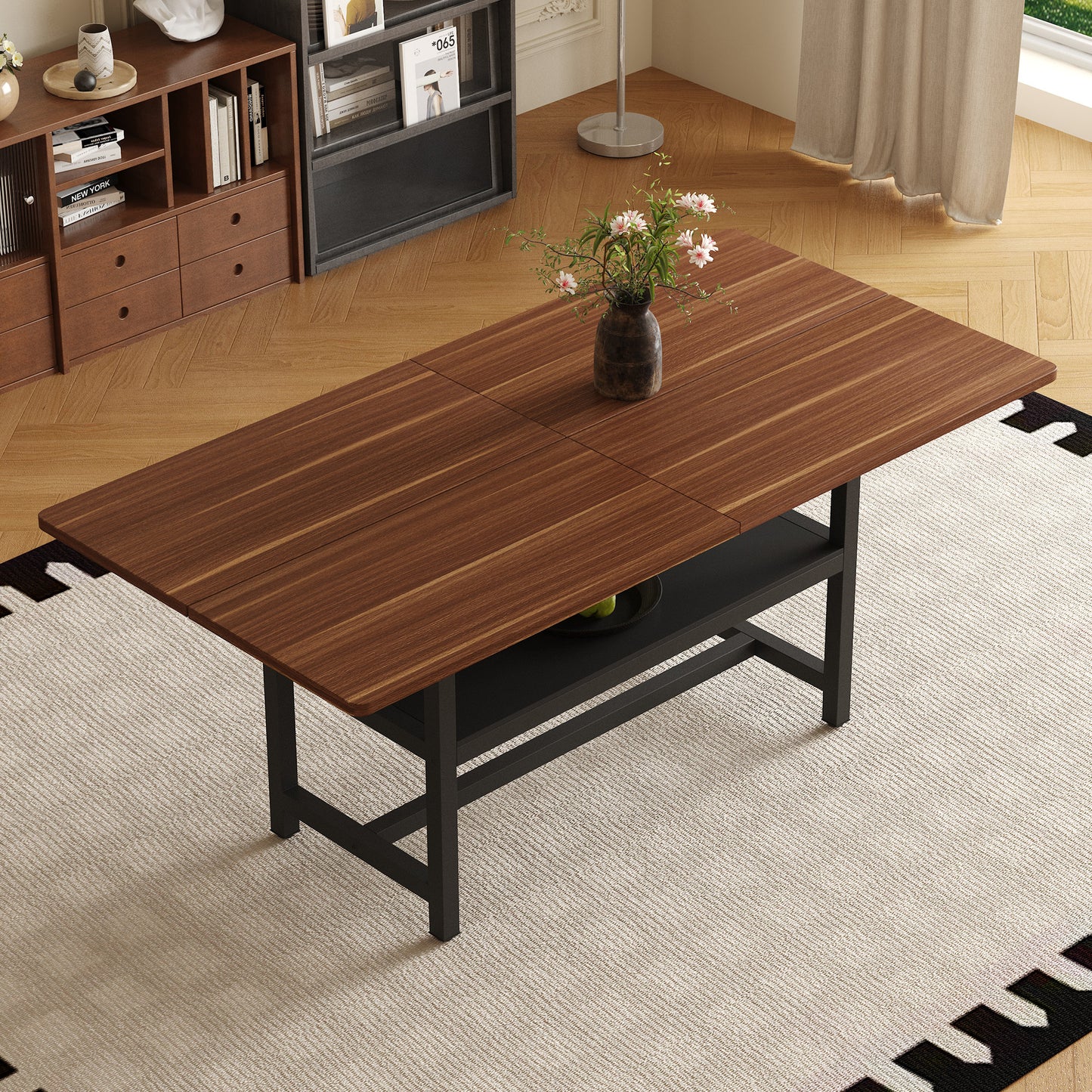 A 71 X35.4 Inch Dining Table With Tabletop Cleverly Pieced Together