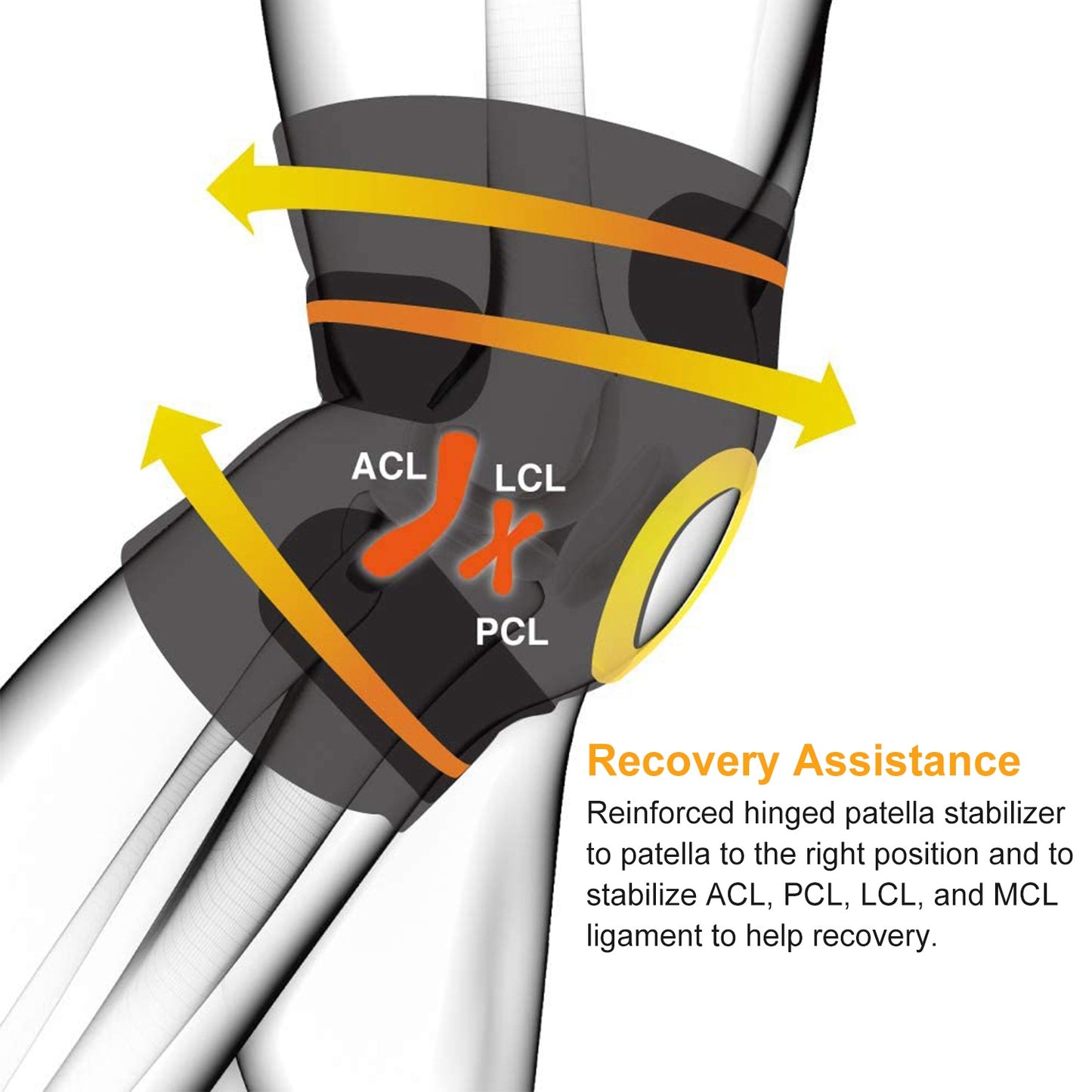 Adjustable Open Patella Knee Brace for Sports Support & Pain Relief