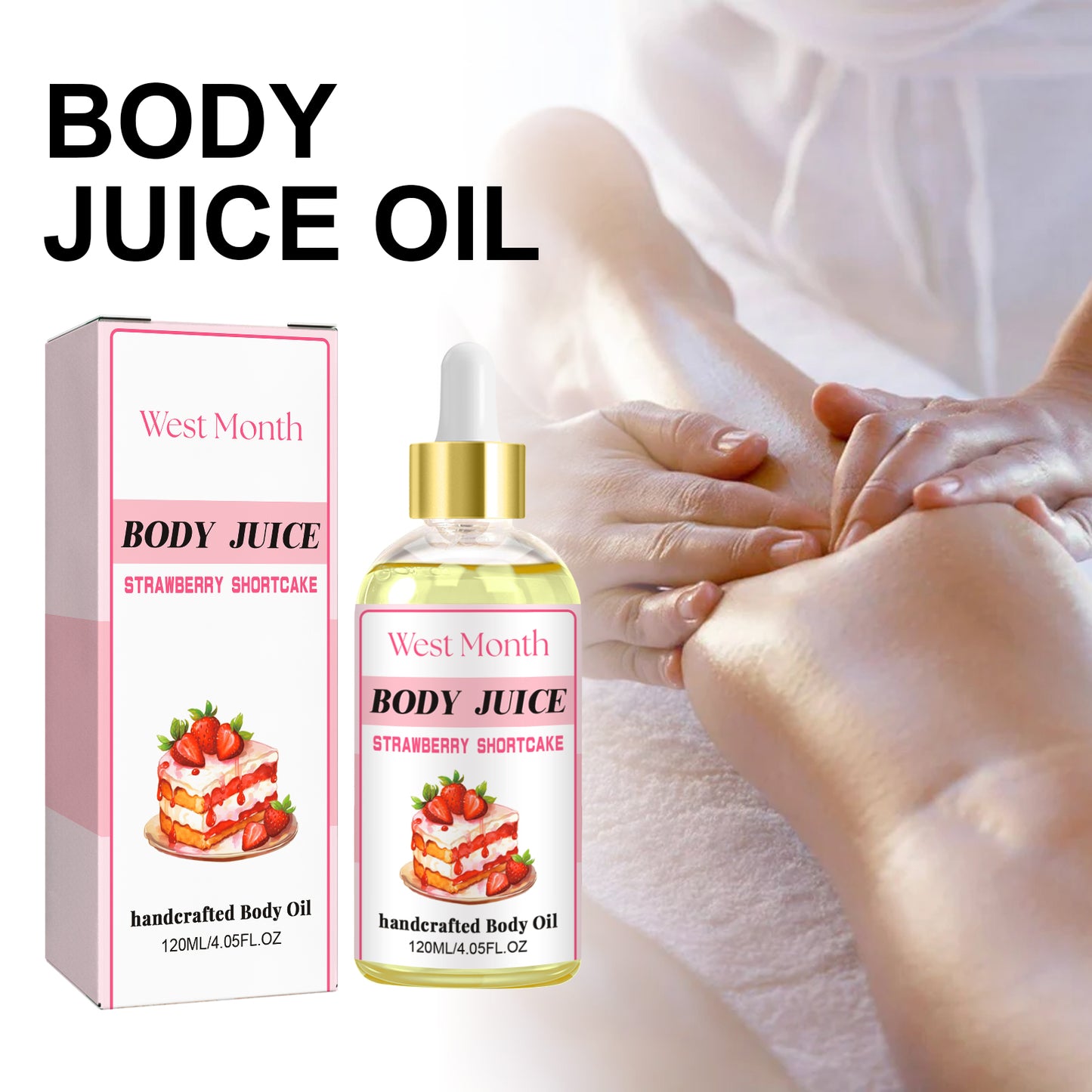 Strawberry Moisturizing Body Oil - Skin Firming & Hydrating Massage Oil