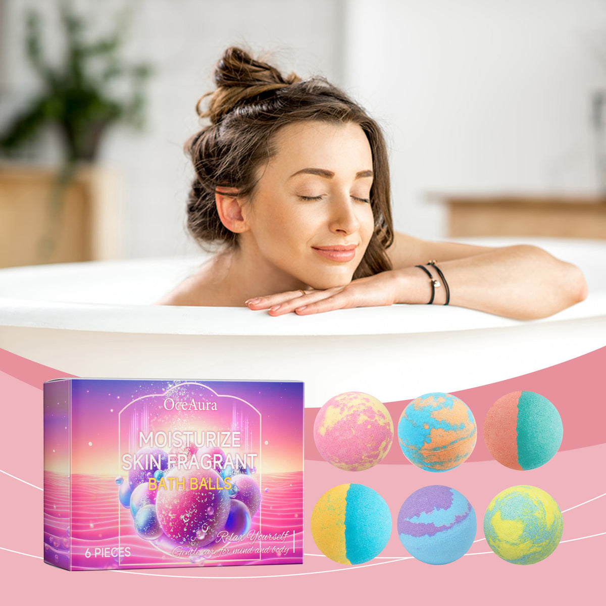 6pcs Bubble Bath Balls for Relaxing Body Care - Moisturizing Foam