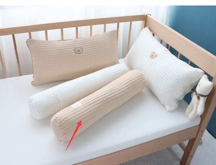 Korean Cotton Bear Embroidery Headboard Pillow - Removable & Washable