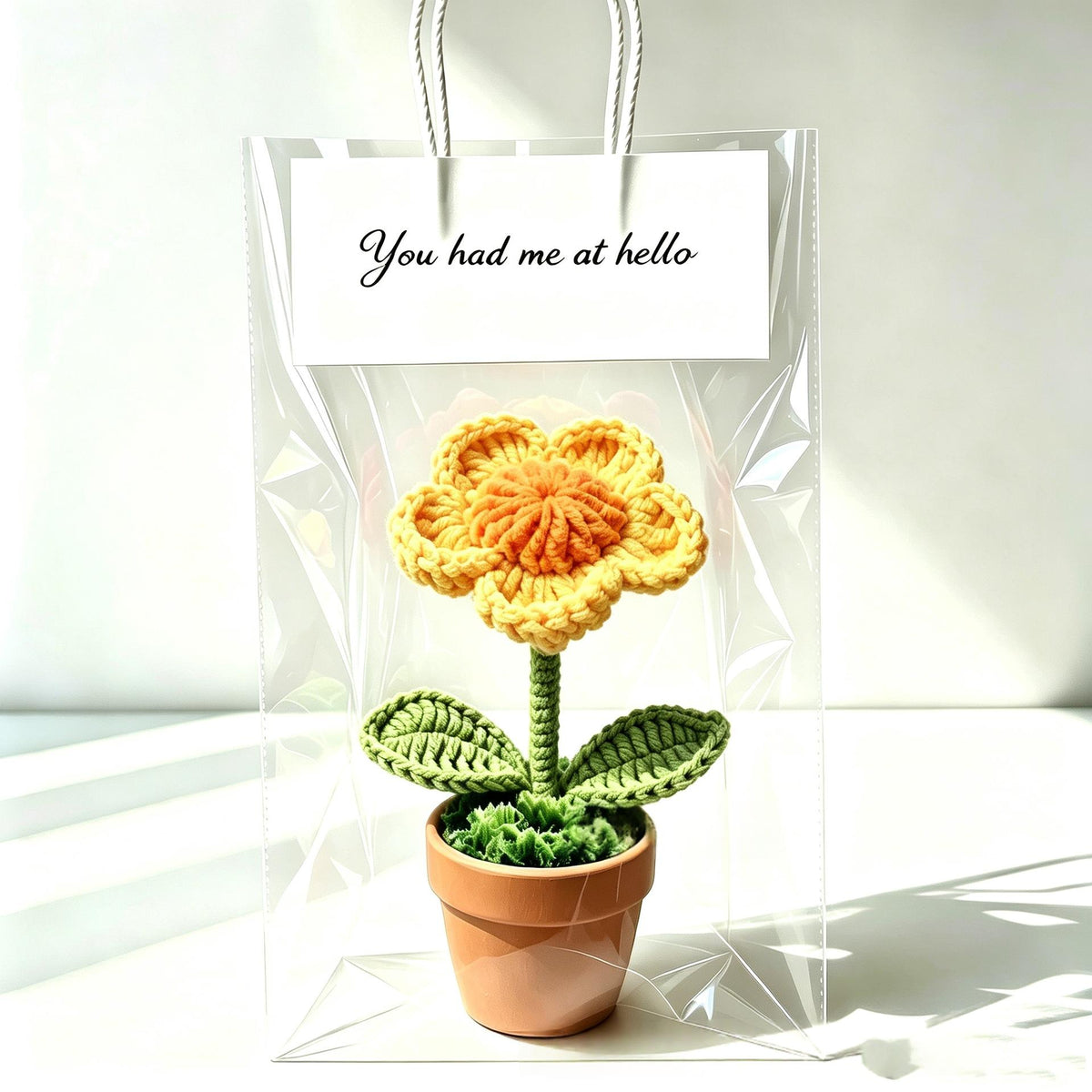Handmade Yarn Flower Pot Ornaments - Various Styles for Home & Garden Decor