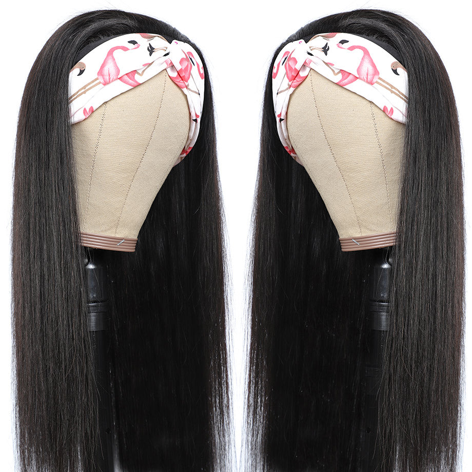 Human Hair Headband Wig - No Lace Straight
