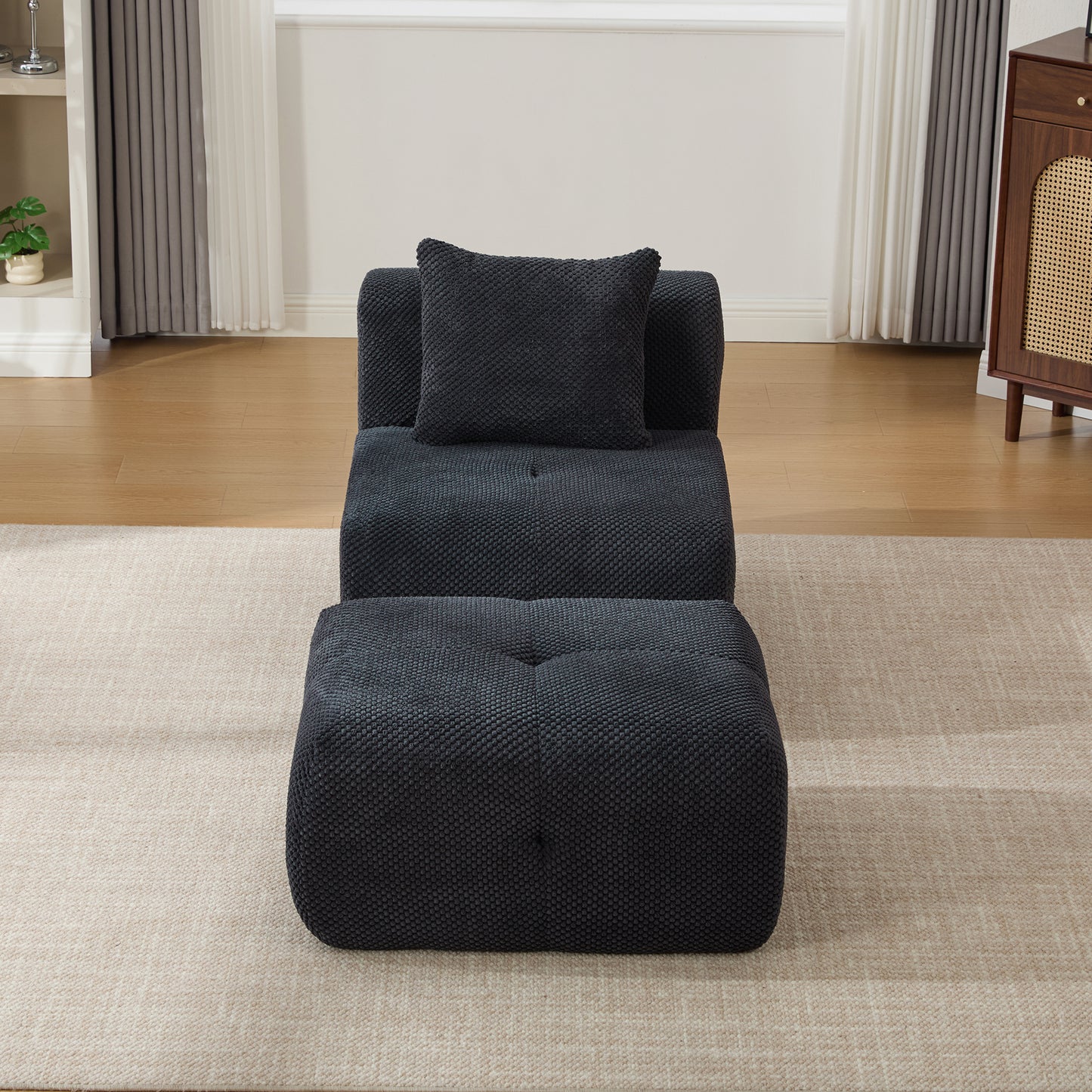31" Modular Cloud Armless Accent Chair with Ottoman Set - Charcoal