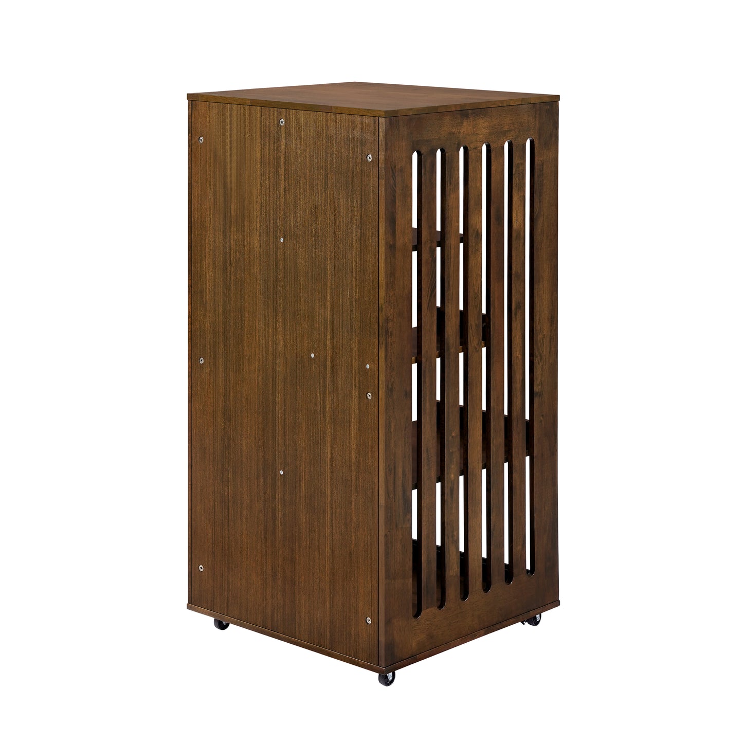 Indoor Rubber Wood Cat Enclosure with Multi-Level Shelves & Lockable Door - Brown Oak Finish