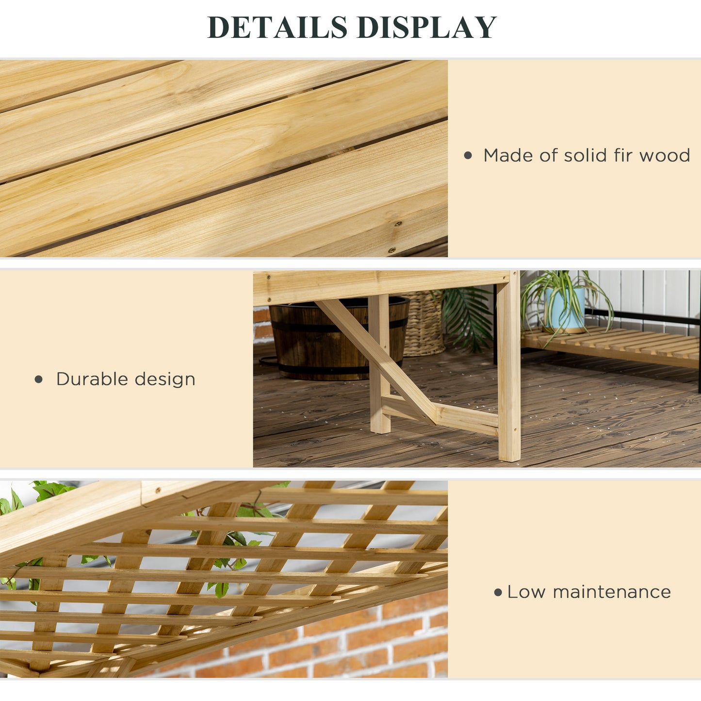 Outdoor Garden Bench with Trellis Arbor for Climbing Plants