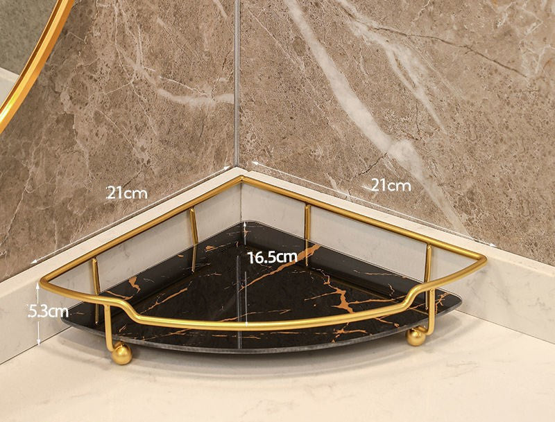 Light Luxury Triangle Bathroom Shelf Multi-Layer Storage Rack White Black Gold