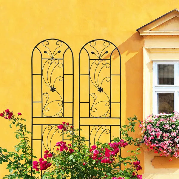 Metal Garden Trellis for Climbing Plants - 4 Pack, 86.7"x19.7", Black