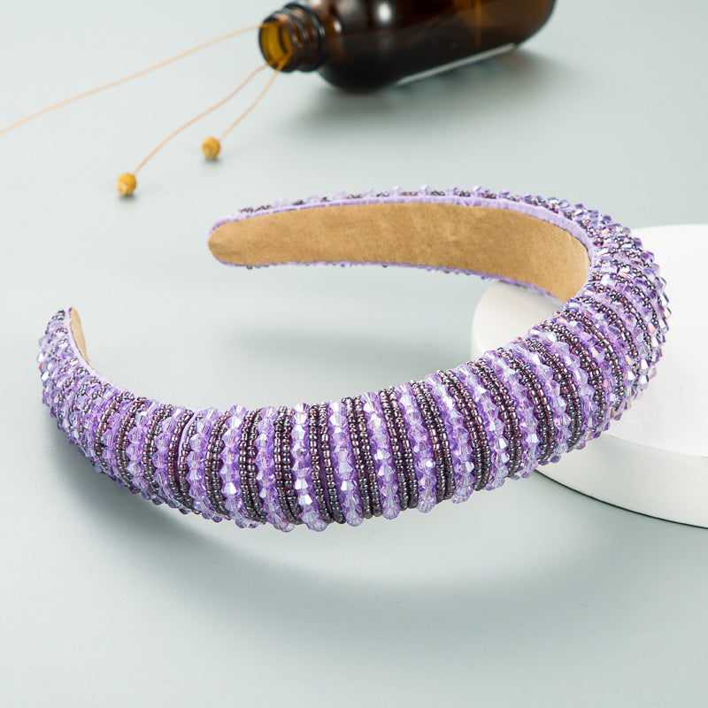Handmade Beaded Hair Band - Wide Edge