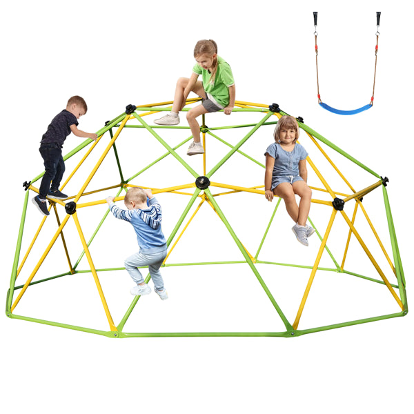 10FT Jungle Gym Climbing Dome for Kids with Swing - Green