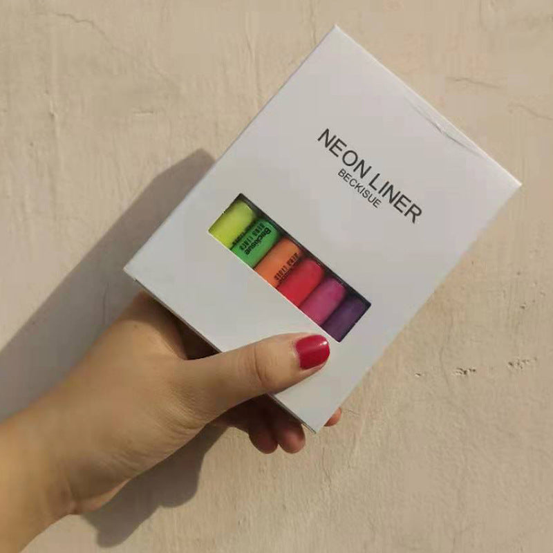 Fluorescent Liquid Eyeliner Set - 8 Colors, Waterproof & Sweat Proof