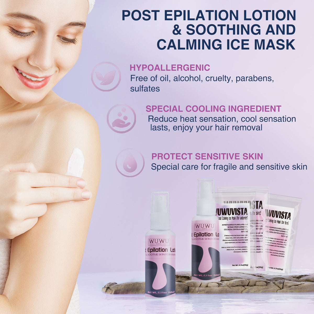 Hot Wax Hair Removal Accessories With Silicone Scraper, Wooden Stick