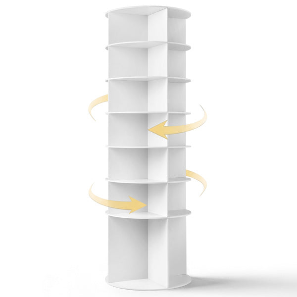 7-Tier Rotating Shoe Rack - Space-Saving White WPC Storage
