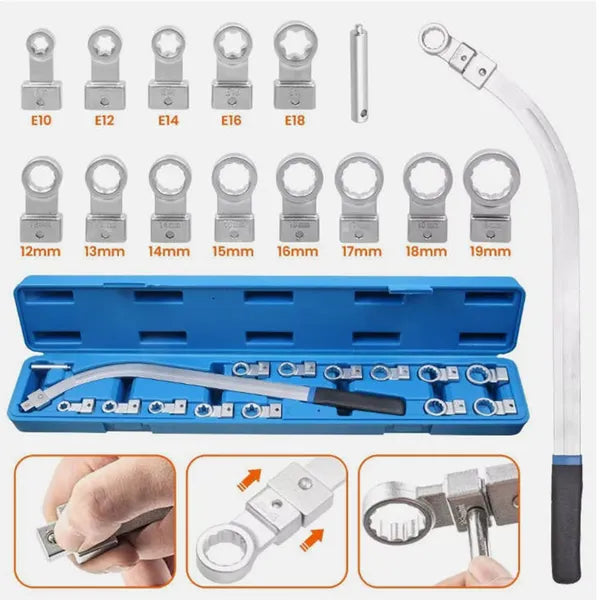 15-Piece Automotive Timing & V-Belt Adjuster Tool Set - Heavy-Duty Cr-V Steel