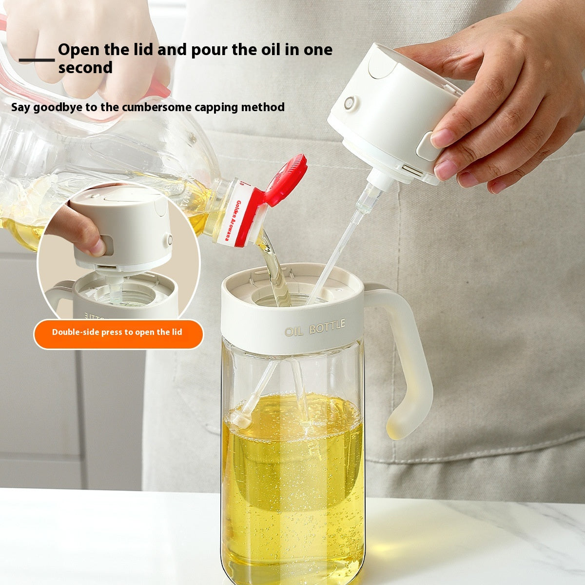 Large Capacity Glass Oil Dispenser Spray Bottle Dual-Use Kitchen Storage