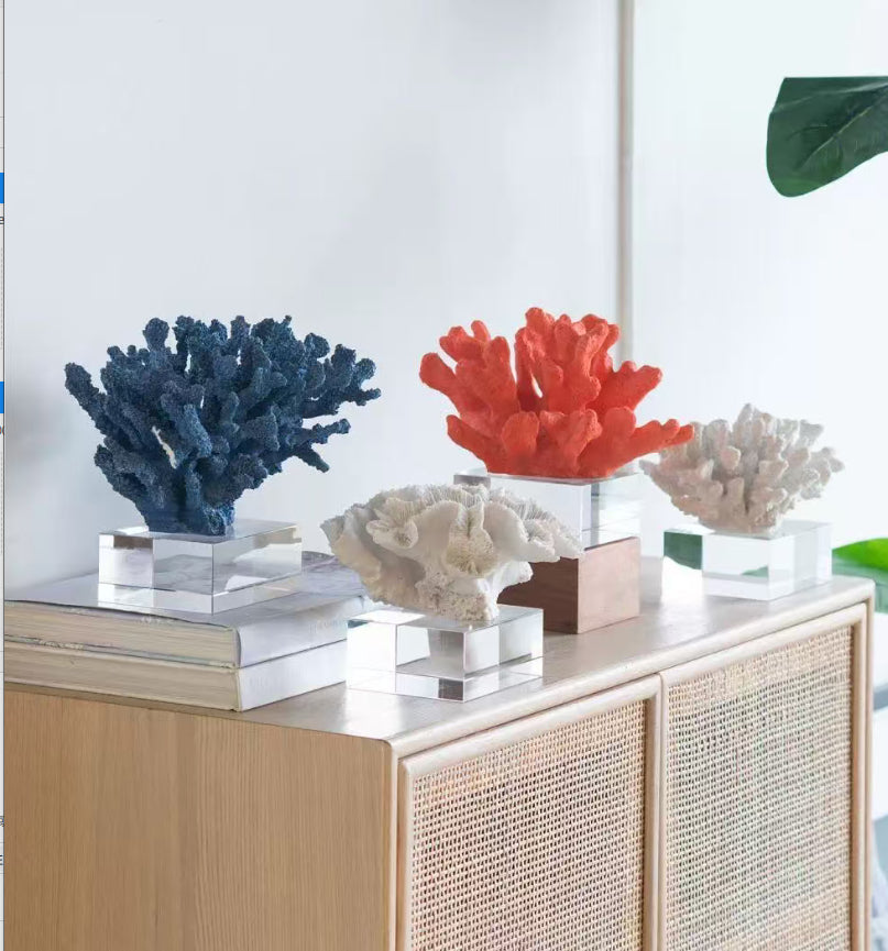 Artificial Coral Decor with Crystal Base - Desktop Garden Ornament, Home & Living