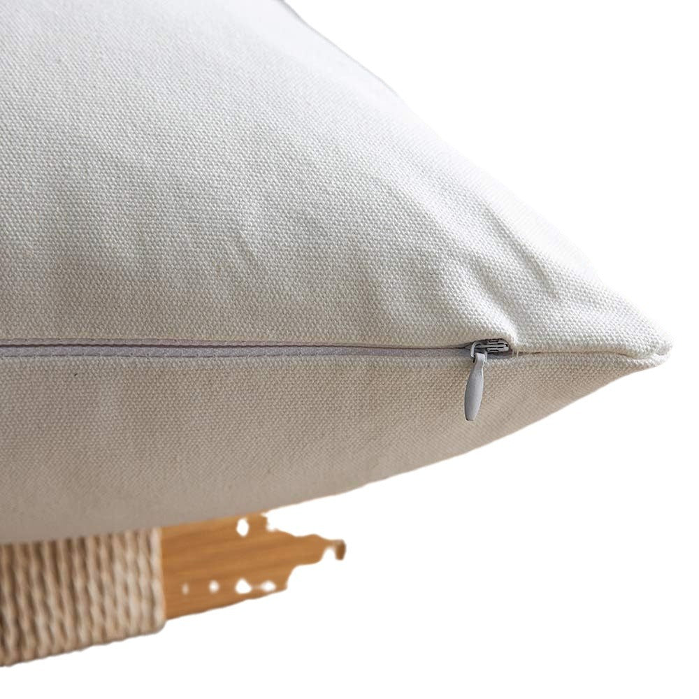 Cotton Canvas Sofa Cushion Cover 45x45cm Double Stitch Leather Style