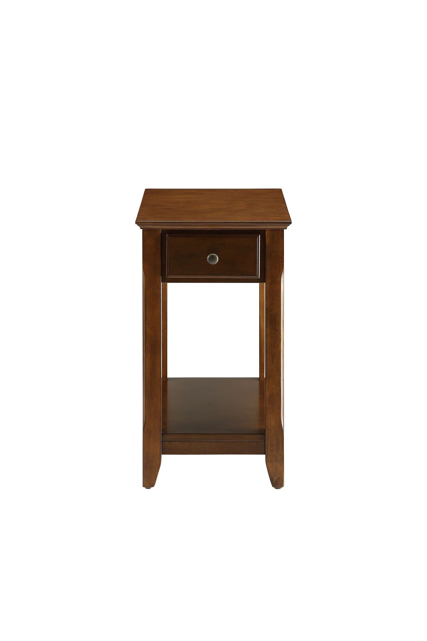 Walnut Finish Accent Table with Open Storage Shelf