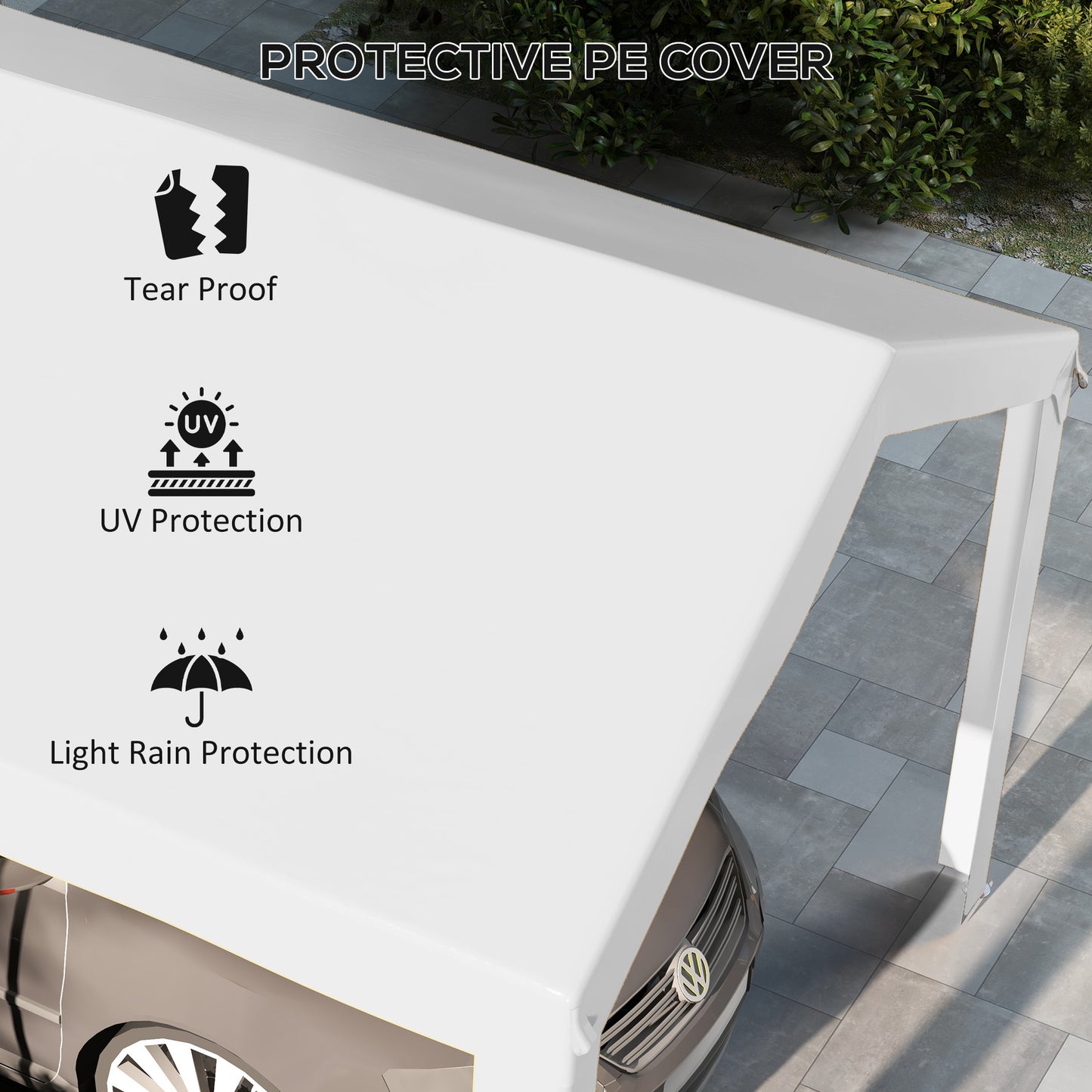 10x20ft UV Resistant Carport Canopy Replacement Cover - White