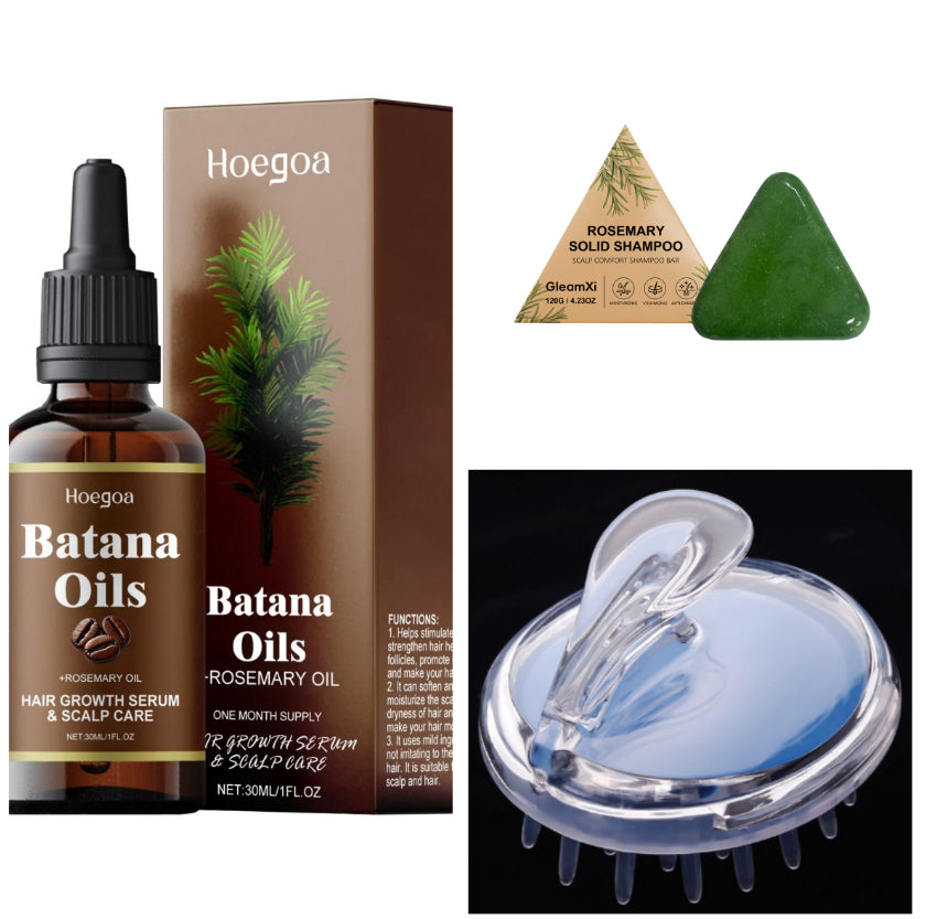 Hair Growth Serum Set with Massage Brush & Shampoo