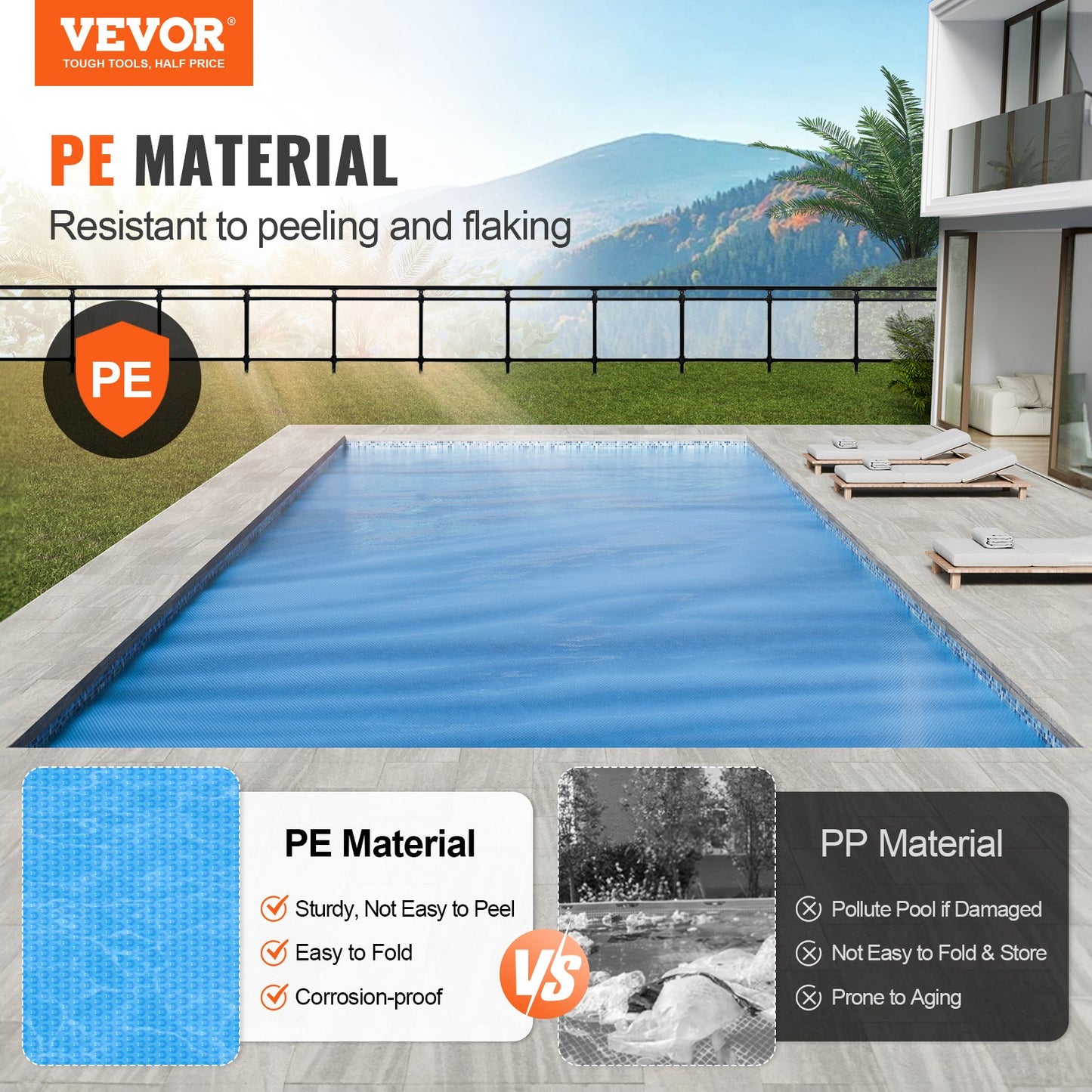 28x14 Ft Solar Pool Cover - Blue Insulating Blanket for Above Ground & Inground Pools