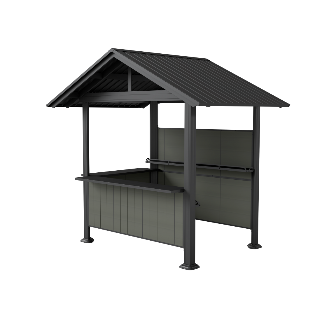 9.4X6.2 FT Hardtop Grill Gazebo, Gable Outdoor Gazebo With Storage