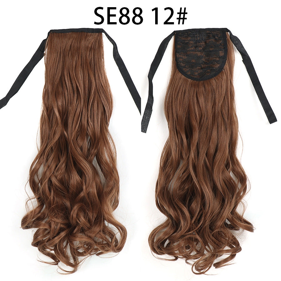 Long Chemical Fiber Wig with Bow Tie Strap - High Temp Silk Hair Extension