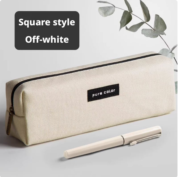 Square Pencil Case Off-White Oxford Cloth Multiple Variants - Pen & Pencil Organizer