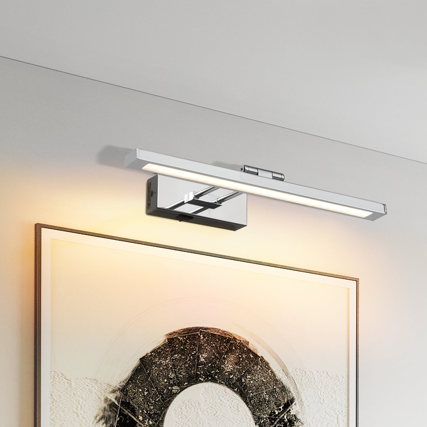 Wireless Battery-Operated Picture Light with Remote, 16 Inch Chrome Wall Sconce for Artwork