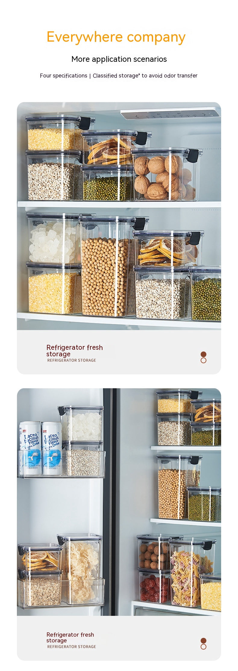 Food Grade Plastic Grain Storage Canisters with Sealed Lid - Stackable Food Containers