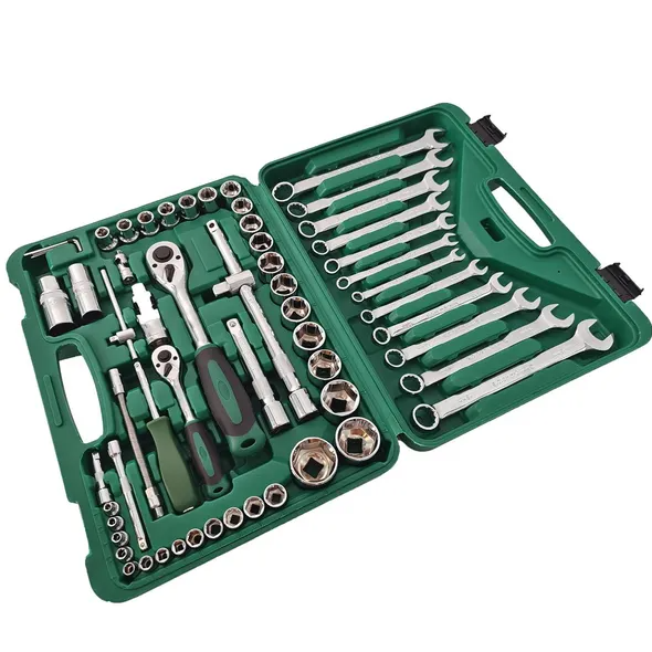 61-Piece Mechanics Tool Set with Sockets, Wrenches & Ratchets for Auto & Machine Repair